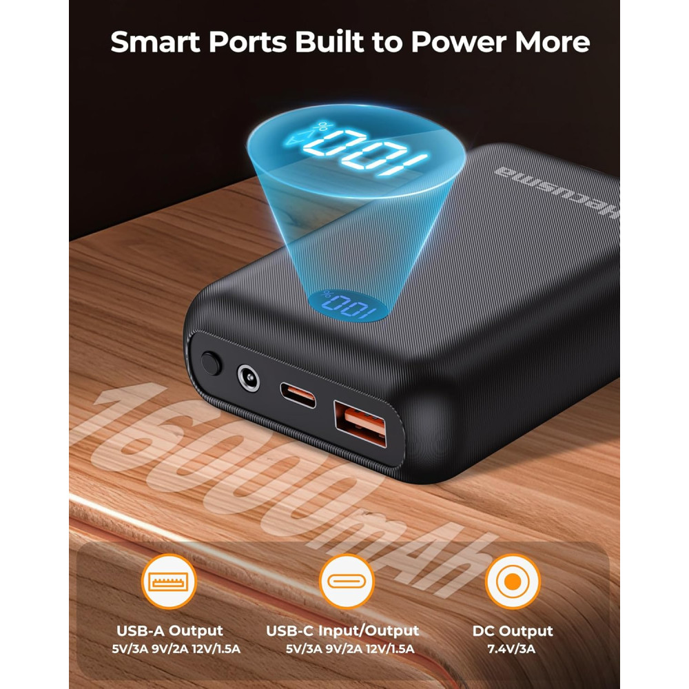 Power Bank Повербанк для греющей одежды Hecusma 16000mAh 7 4V с LED дисплеем