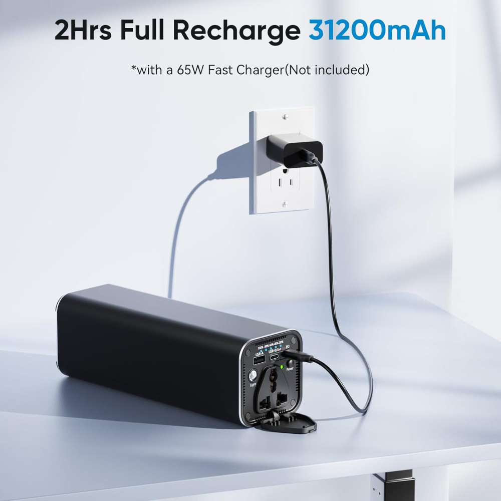 Повербанк для ноутбука Bayubesler 31200mAh 120W с розеткой AC PD 65W