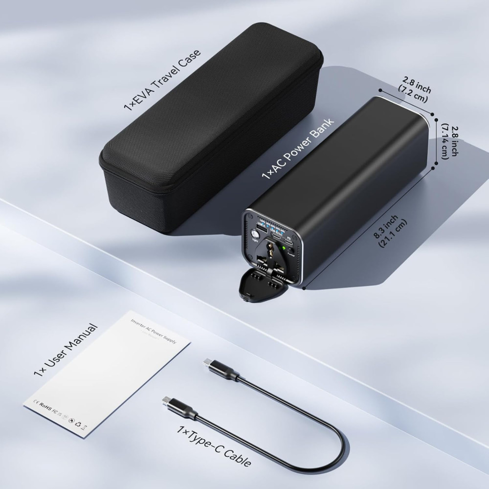 Повербанк для ноутбука Bayubesler 31200mAh 120W с розеткой AC PD 65W