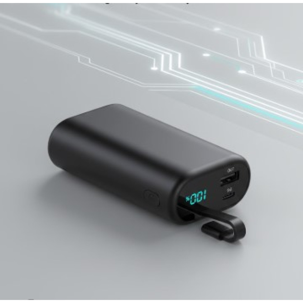 Power Bank Повербанк Ekrist 10800mAhз вбудованим USB C кабелем