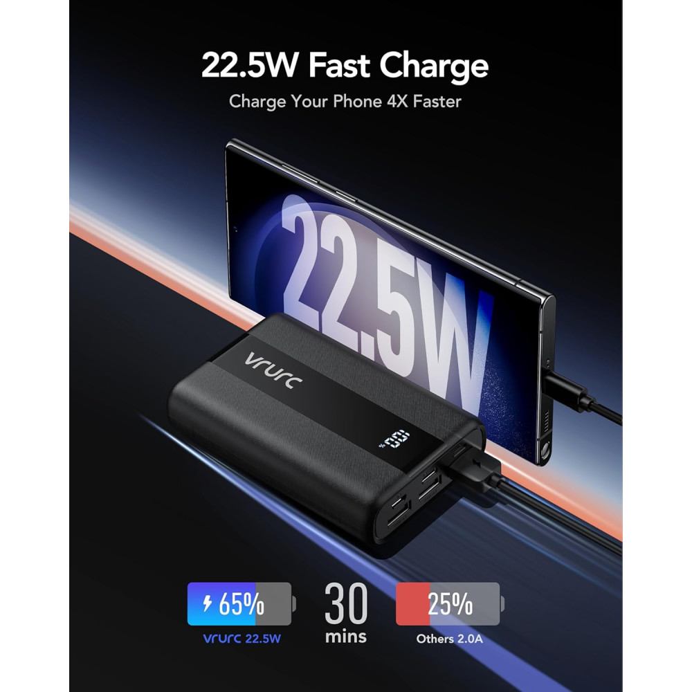 Power Bank Повербанк VRURC 20000mAh с быстрой зарядкой 22 5W