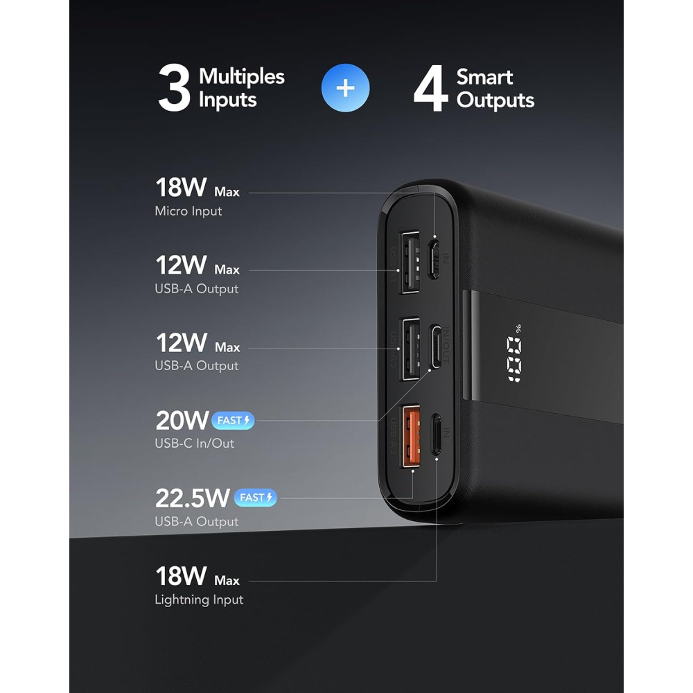 Power Bank Повербанк VRURC 20000mAh с быстрой зарядкой 22 5W