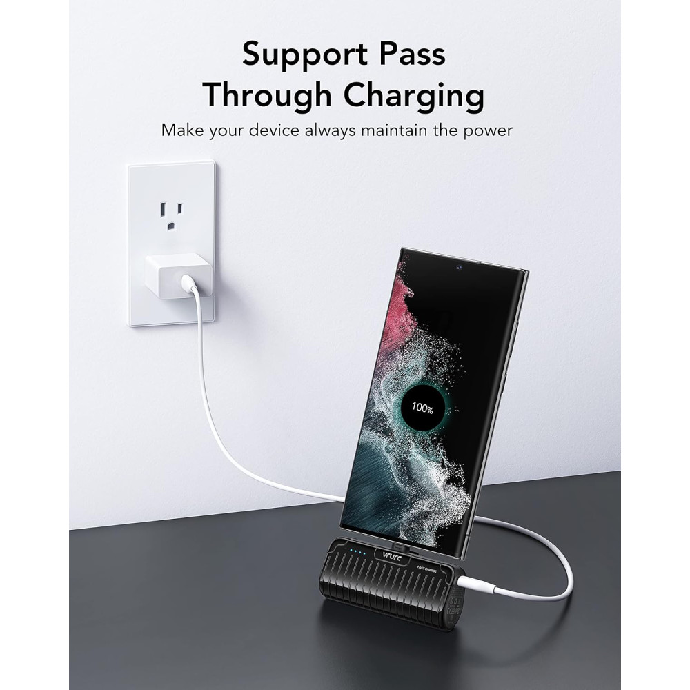 Power Bank Повербанк VRURC 5000 мАh USB-C и быстрая зарядка PD 20W