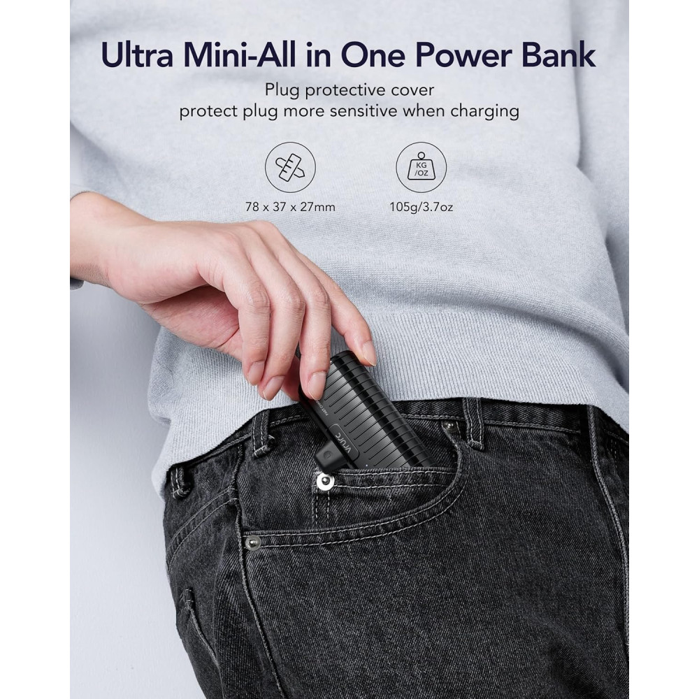 Power Bank Повербанк VRURC 5000 мАh USB-C и быстрая зарядка PD 20W