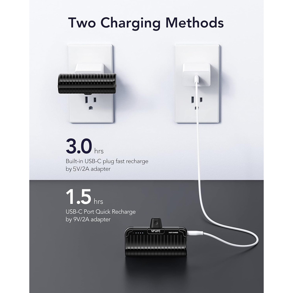 Power Bank Повербанк VRURC 5000 мАh USB-C и быстрая зарядка PD 20W