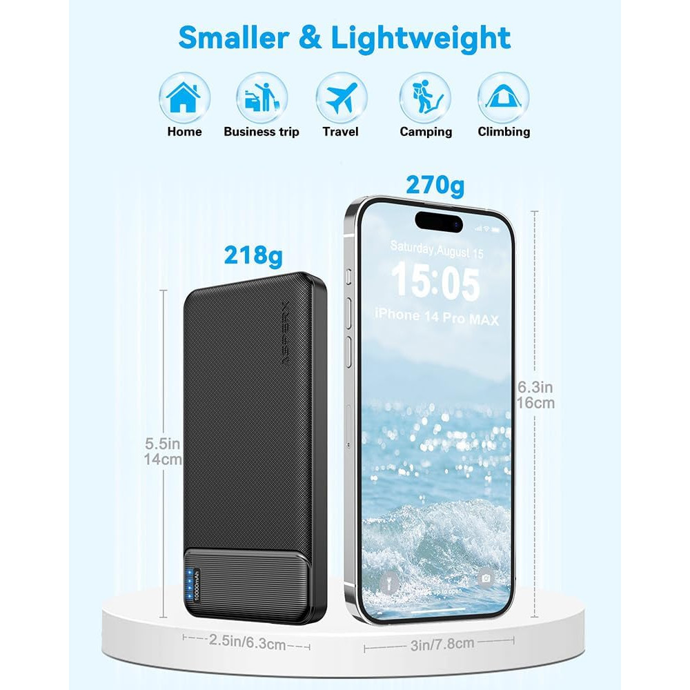 2 шт Power Bank Повербанк AsperX 10000 мАч с выходом USB C быстрая зарядка