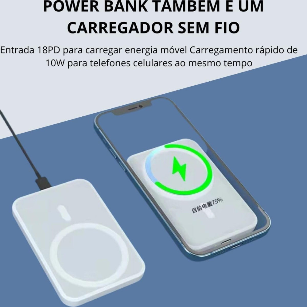 Power Bank Повербанк 5000 mAh с беспроводной зарядкой для iPhone