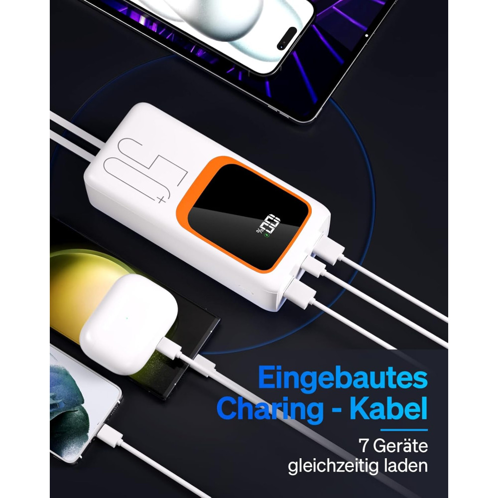Power Bank Павербанк Powelephant 50000mAh с кабелями 22 5W быстрая зарядка