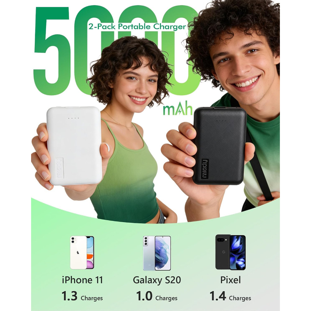 Повербанк Miady HYD009 5000 мАч комплект 2 шт USB A USB C