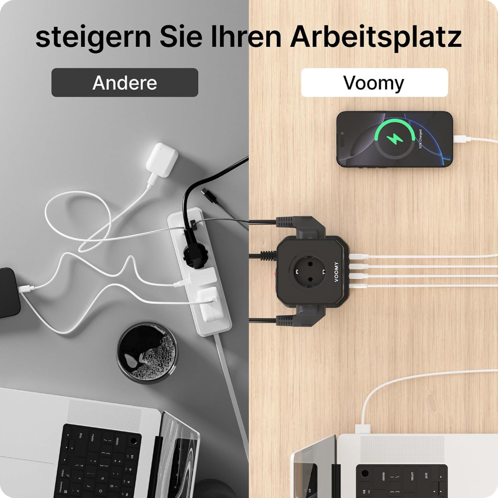 Сетевой фильтр Voomy Cube 5 розеток 4 USB 2500 Вт кабель 2 м