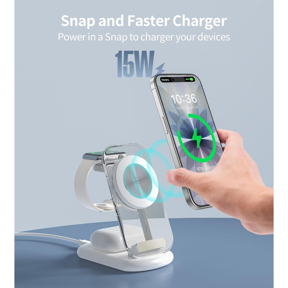 Магнитная беспроводная зарядная станция для Apple Mukiya 3в1