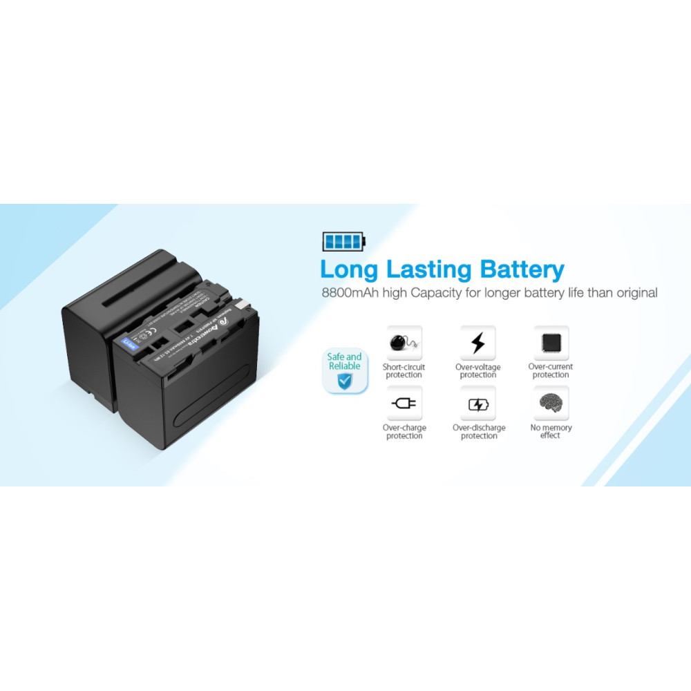 Аккумуляторы и зарядное устройство для Powerextra для Sony NP-F970 Sony NP-F960 2 X 8800 мАч
