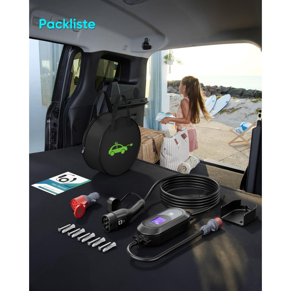Трехфазное зарядное устройство для электромобиля 11 кВт Zyncove 6–16 А 6 м Type 2 IP67