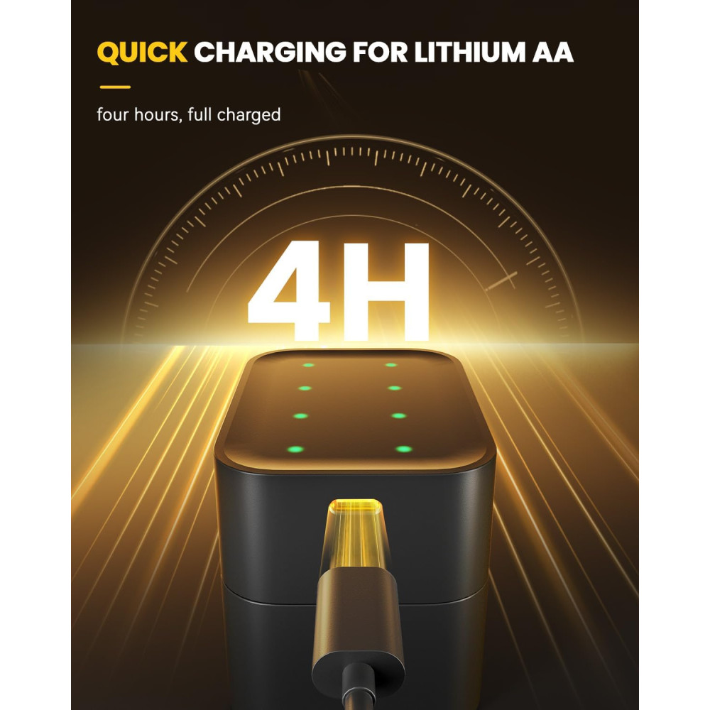 Аккумуляторные батарейки BATZONE AA 1 5V Li-ion с зарядным кейсом 8 шт 3600 mWh Type-C