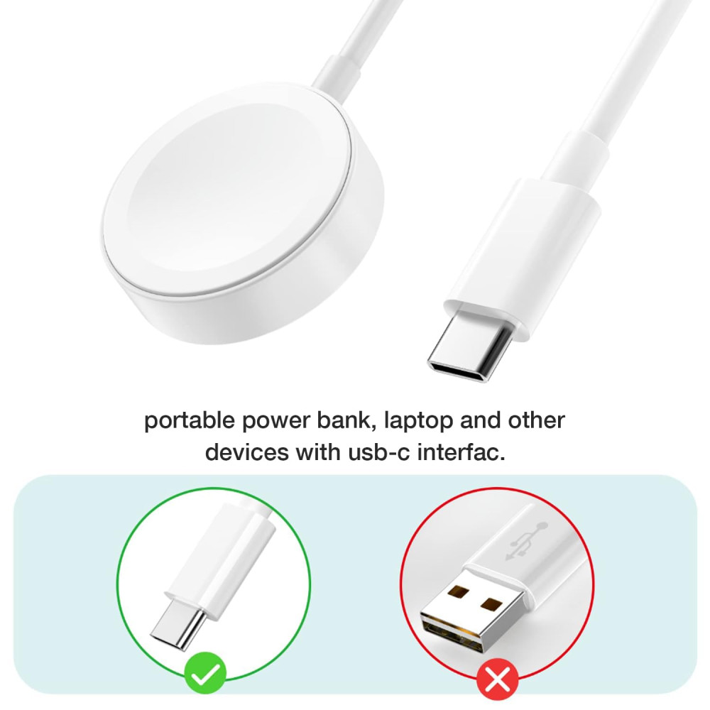 Зарядное устройство для Apple Watch, USB C длиной 1 м, (Apple Watch Series 10/9/8/7/6/5/4/3...)