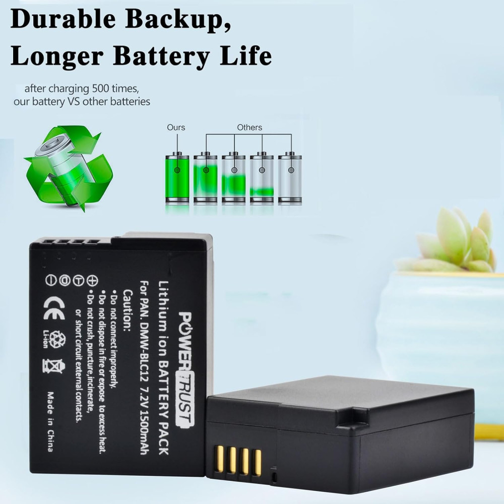 Аккумуляторы PowerTrust 2 шт + двойное USB зарядное устройство для Panasonic Lumix