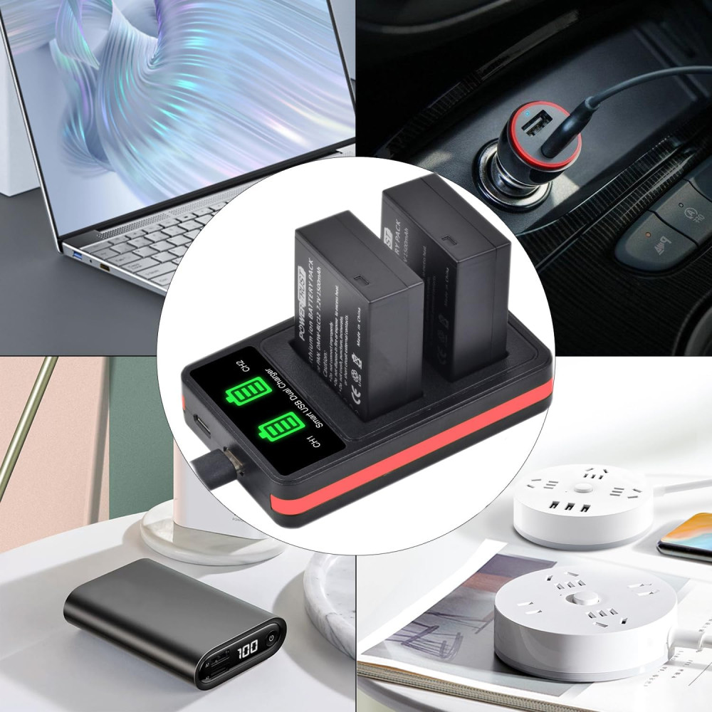 Аккумуляторы PowerTrust 2 шт + двойное USB зарядное устройство для Panasonic Lumix
