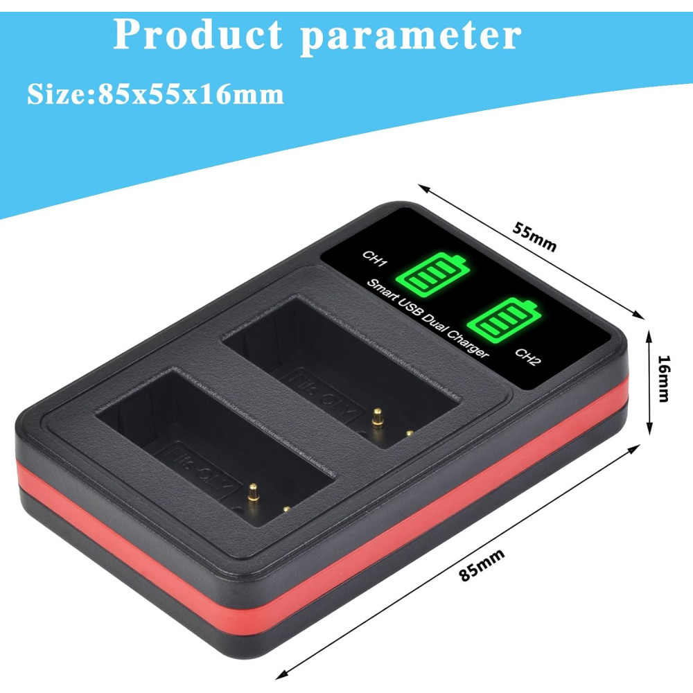 Аккумуляторы PowerTrust 2 шт + двойное USB зарядное устройство для Panasonic Lumix