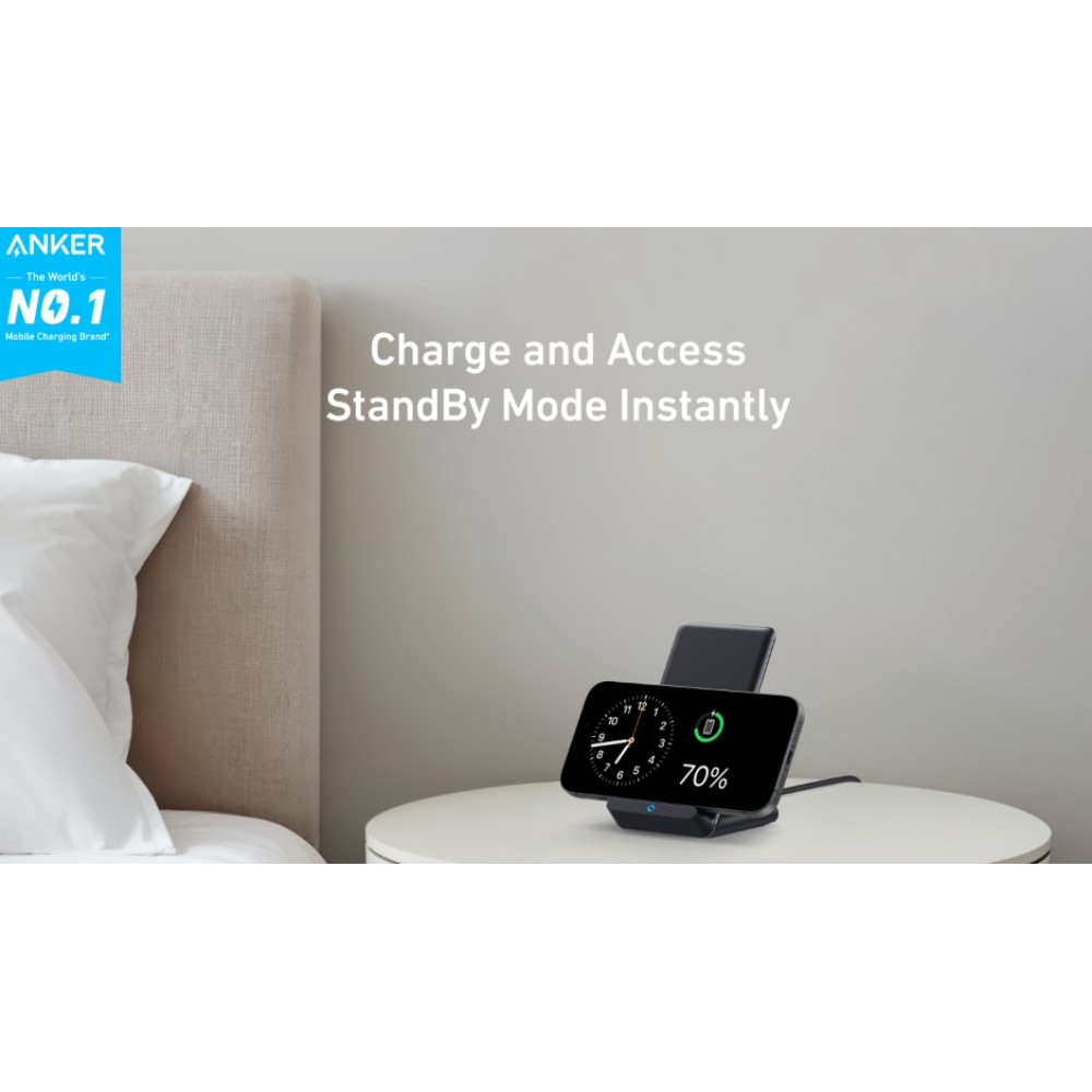 Беспроводная зарядка Anker 313 Qi 10W для iPhone Samsung с подставкой
