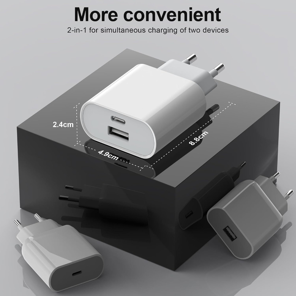 Зарядное устройство Moscsaz USB A C 20 Вт быстрая зарядка 2 порта