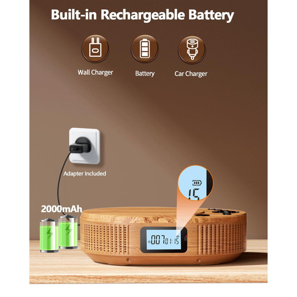 Портативный CD-плеер и Bluetooth колонка FELEMAN 15W FM-радио AUX/USB