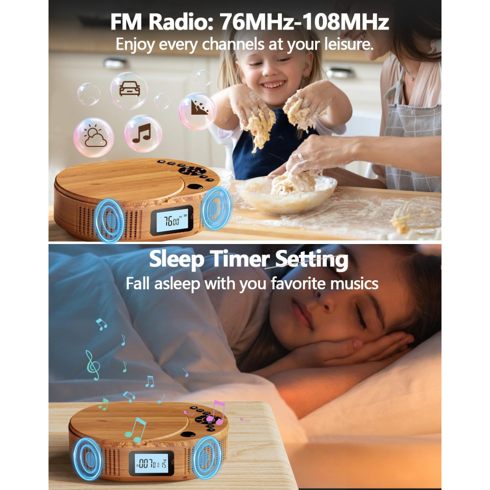 Портативный CD-плеер и Bluetooth колонка FELEMAN 15W FM-радио AUX/USB