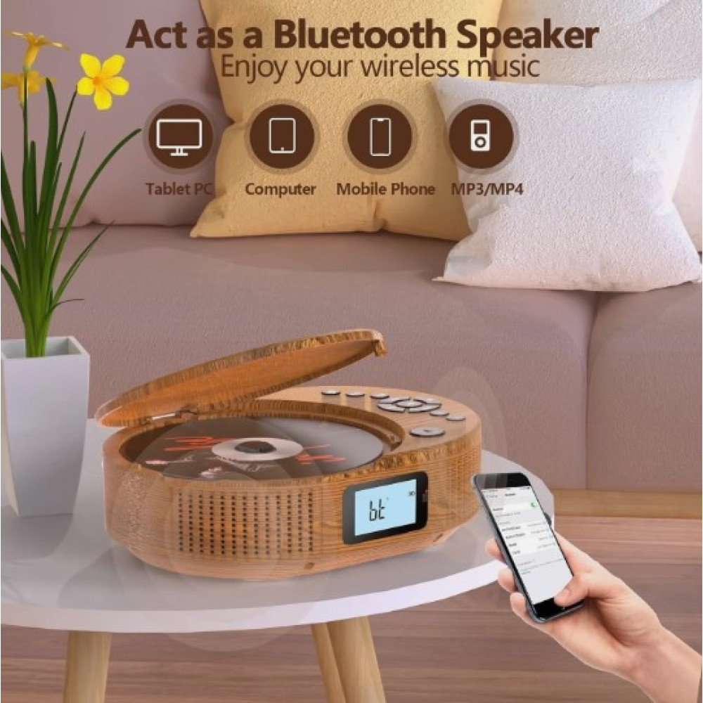 Портативный CD-плеер и Bluetooth колонка FELEMAN 15W FM-радио AUX/USB
