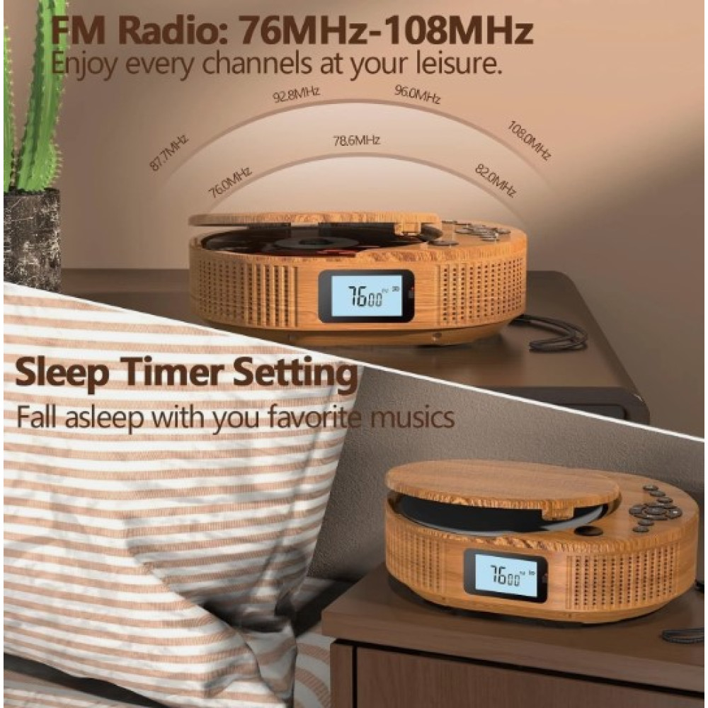 Портативный CD-плеер и Bluetooth колонка FELEMAN 15W FM-радио AUX/USB