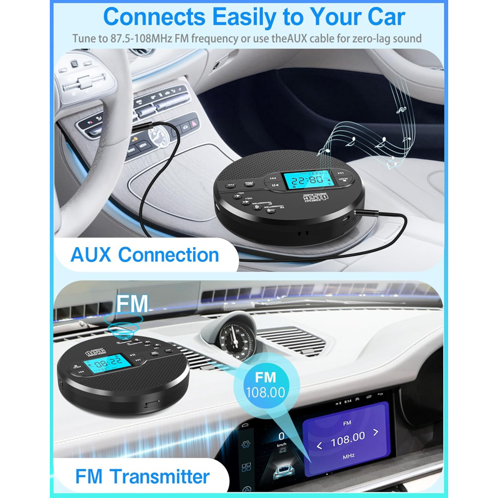 Аккумуляторный CD плеер Sunoony Bluetooth FM USB