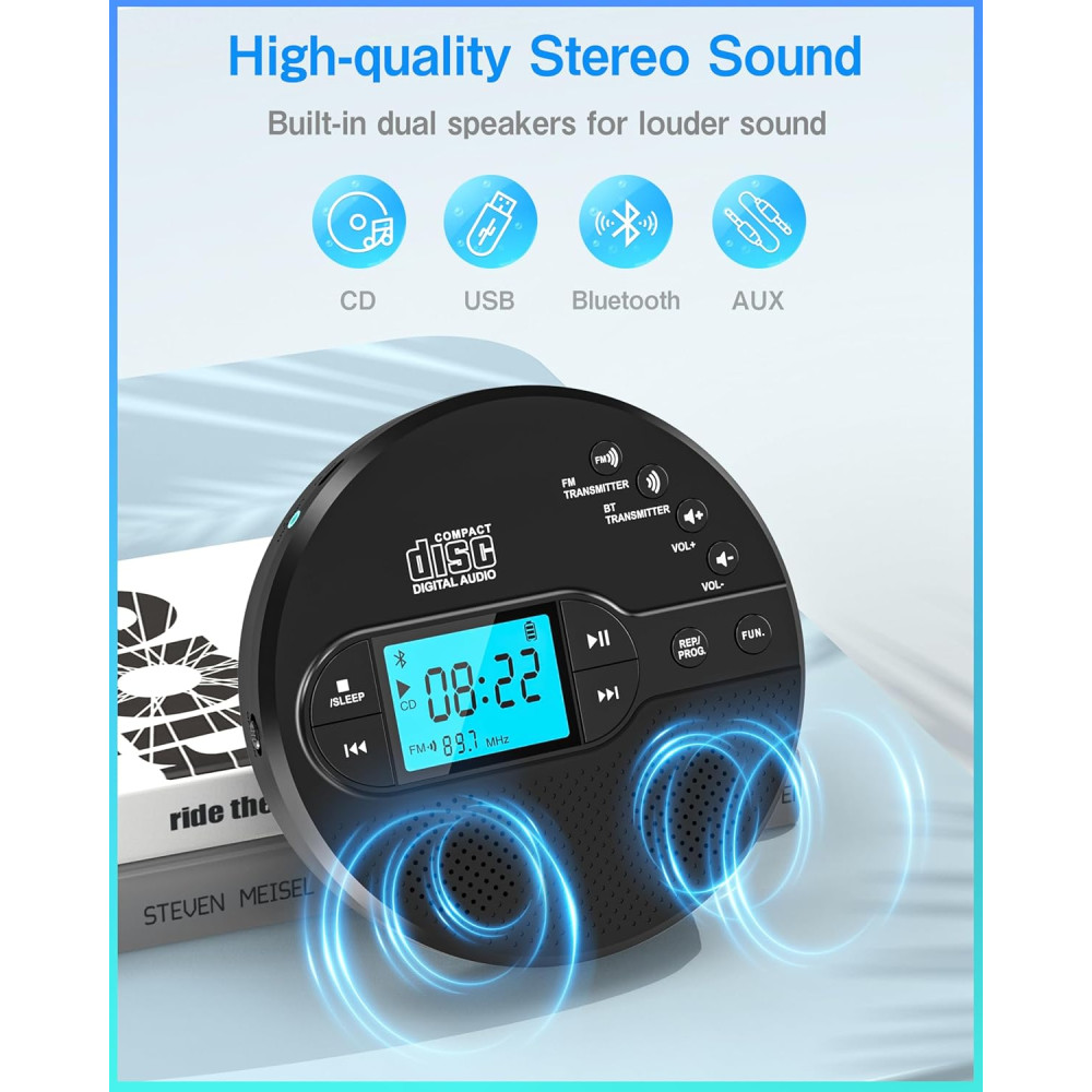 Аккумуляторный CD плеер Sunoony Bluetooth FM USB