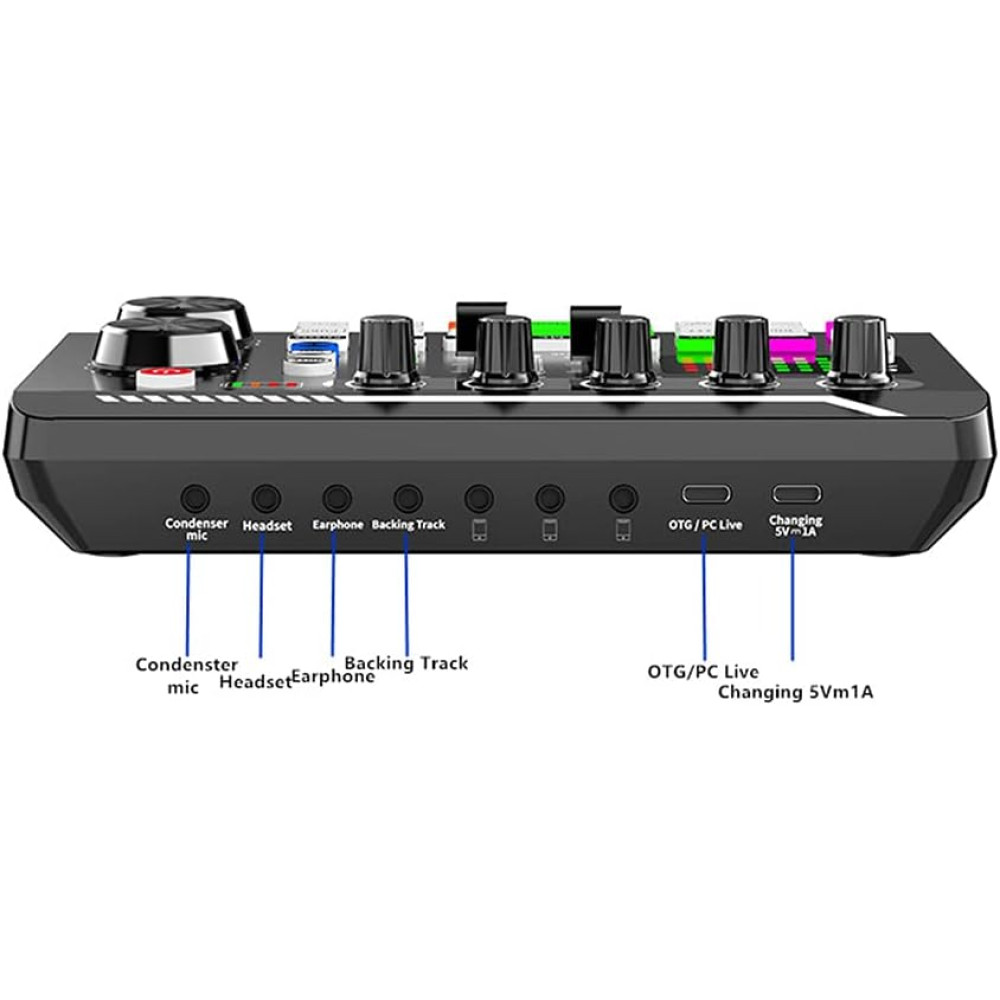 Звуковая карта RV77 Bluetooth 16 эффектов с шумоподавлением и аккумулятором 800 mAh