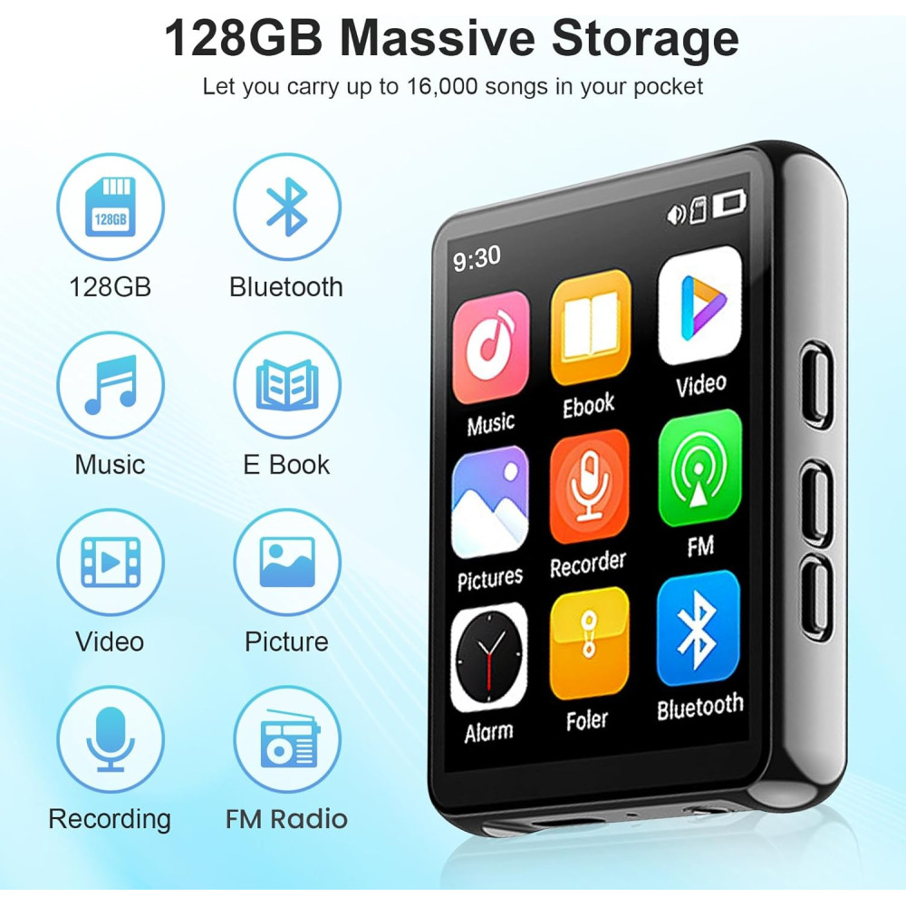 Музичний MP3 плеєр Herbyd з Bluetooth та сенсорним екраном пам’ять 128GB