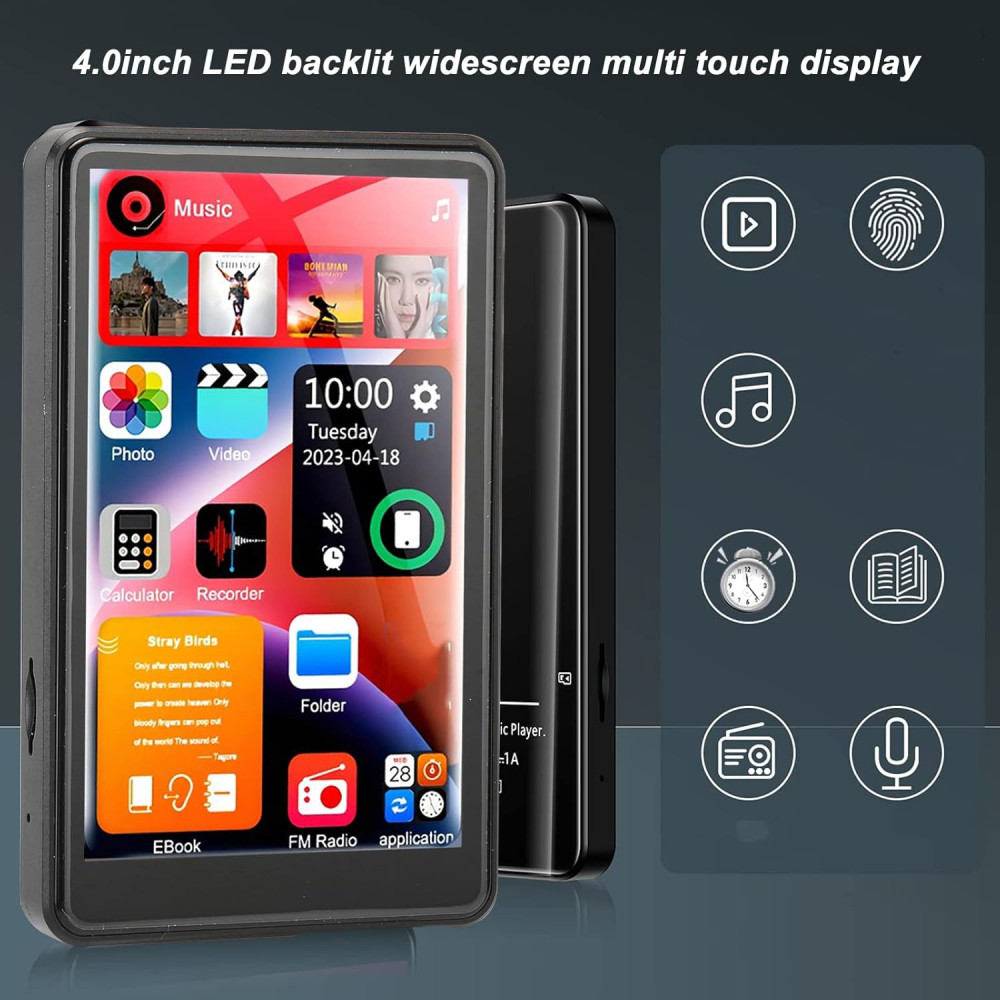 MP3-плеер Yoidesu X20 с Bluetooth, сенсорным экраном 4.0 HD, Hi-Fi-звуком