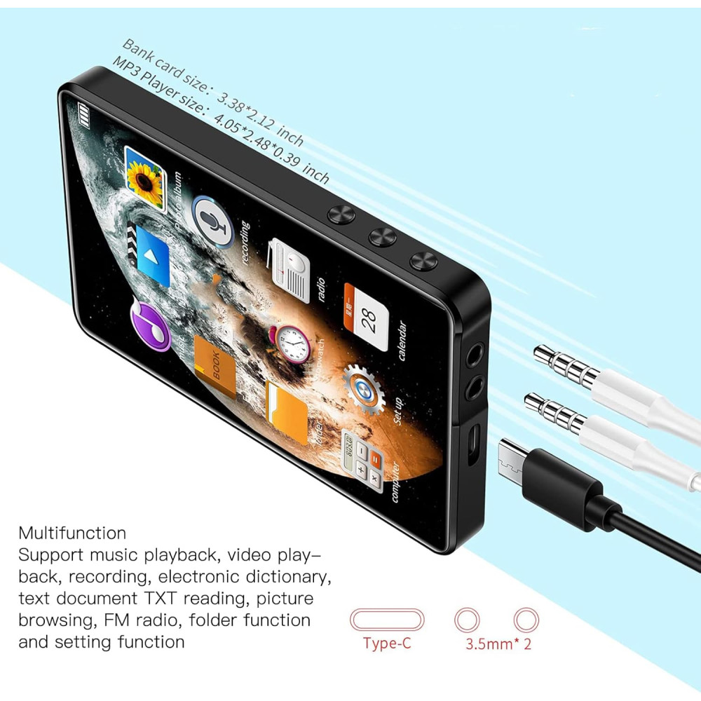 MP3-плеер Yoidesu X20 с Bluetooth, сенсорным экраном 4.0 HD, Hi-Fi-звуком