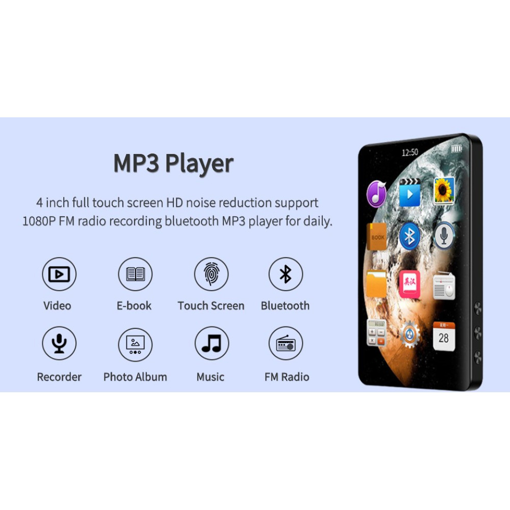 MP3-плеер Yoidesu X20 с Bluetooth, сенсорным экраном 4.0 HD, Hi-Fi-звуком