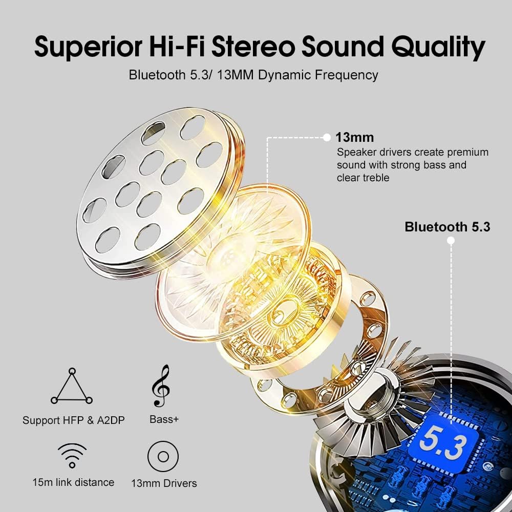 Беспроводные наушники OYIB, Bluetooth 5.3, с 4 микрофонами, шумоподавлением, четким звонком,с сенсорным управлением