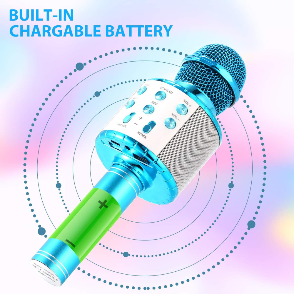 Бездротовий Bluetooth Мікрофон-караоке Fede WS-858L (синій)