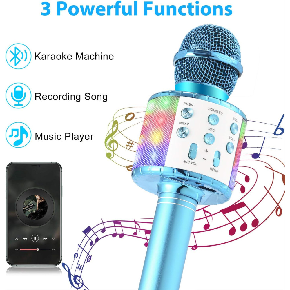 Бездротовий Bluetooth Мікрофон-караоке Fede WS-858L (синій)