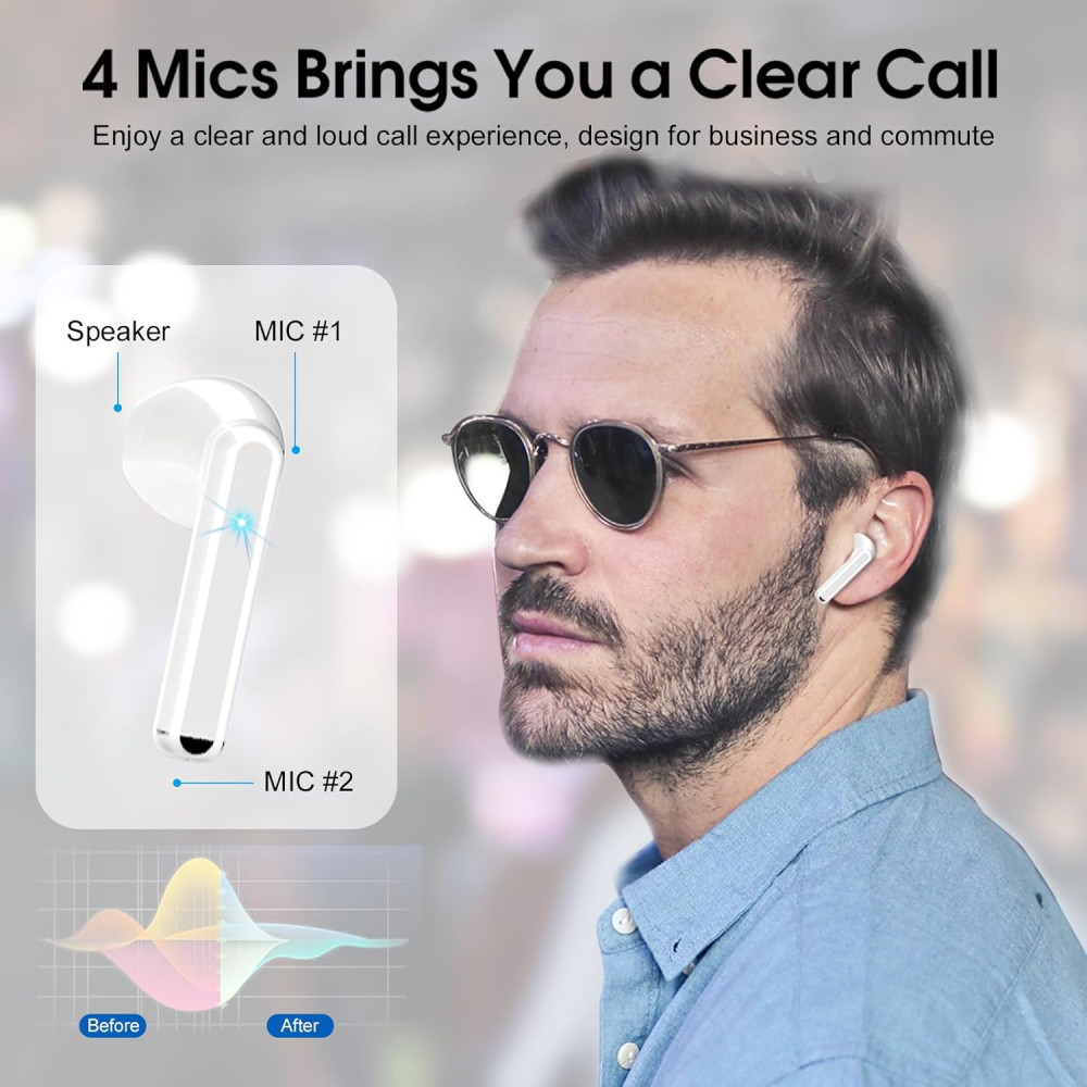 Беспроводные наушники OYIB, Bluetooth 5.3, с 4 микрофонами, шумоподавлением, четким звонком,с сенсорным управлением