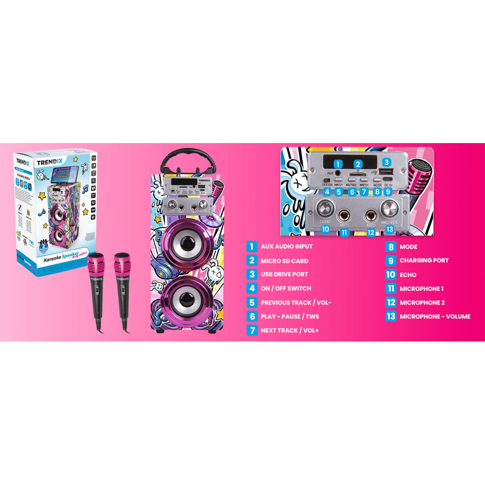 Дитяча караоке-система Party town з двома мікрофонами Bluetooth FM USB та Micro SD