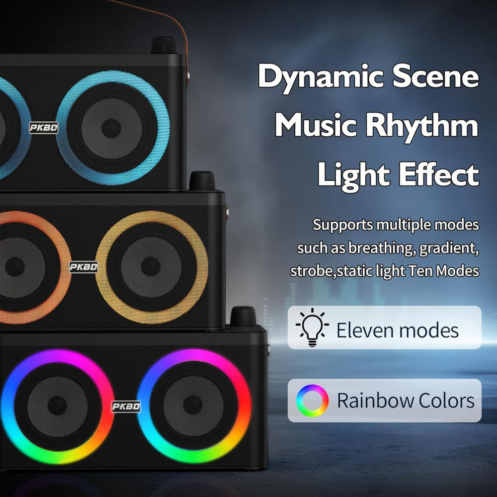 Караоке система PKBD с 2 микрофонами и LED подсветкой Bluetooth