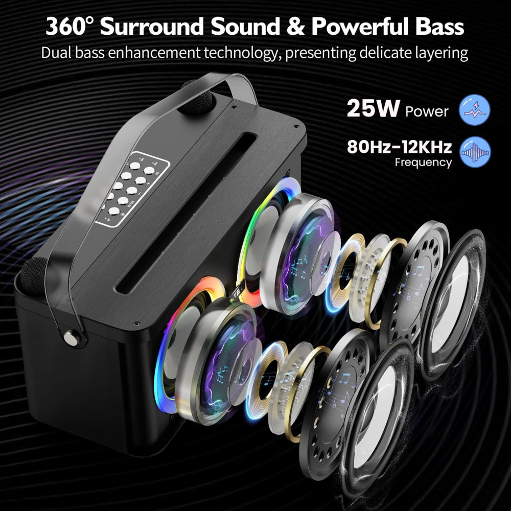 Караоке система PKBD с 2 микрофонами и LED подсветкой Bluetooth