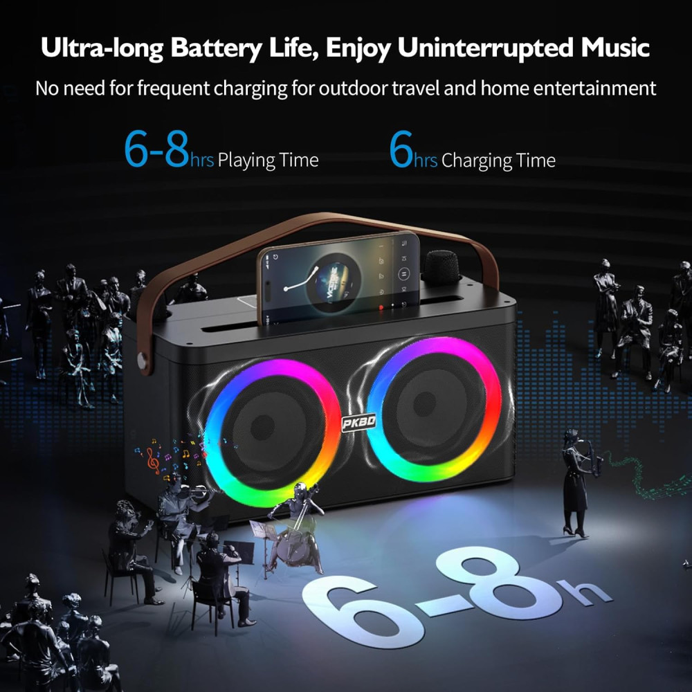 Караоке система PKBD с 2 микрофонами и LED подсветкой Bluetooth
