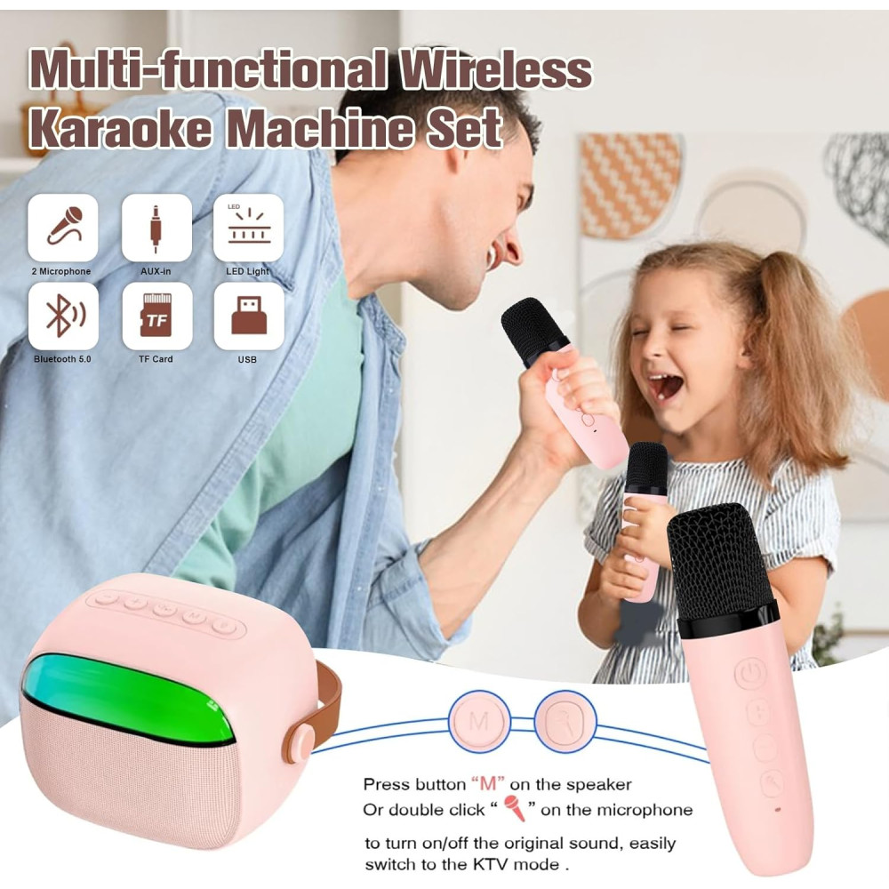 Дитяча караоке колонка UCAMP з 2 бездротовими мікрофонами Bluetooth