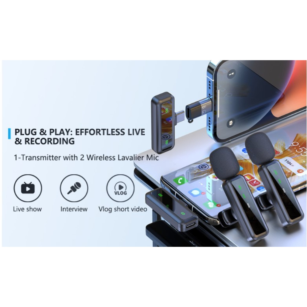 Беспроводной мини микрофон SILVER AUTUMN H63 2 в 1 комплект 2 шт