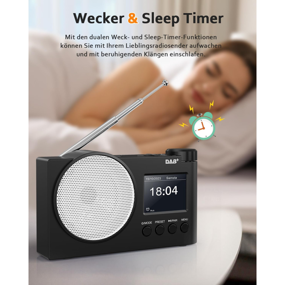 Портативный DAB+ радиоприемник Rychi DAB01 Bluetooth 5,1 FM USB AUX 2,4"