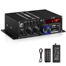 Усилитель звука Bluetooth 2×40W AK-380 HiFi USB SD FM AUX с пультом 12V