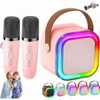 Міні караоке Bosjct K12 портативна Bluetooth колонка з мікрофонами та LED підсвіткою