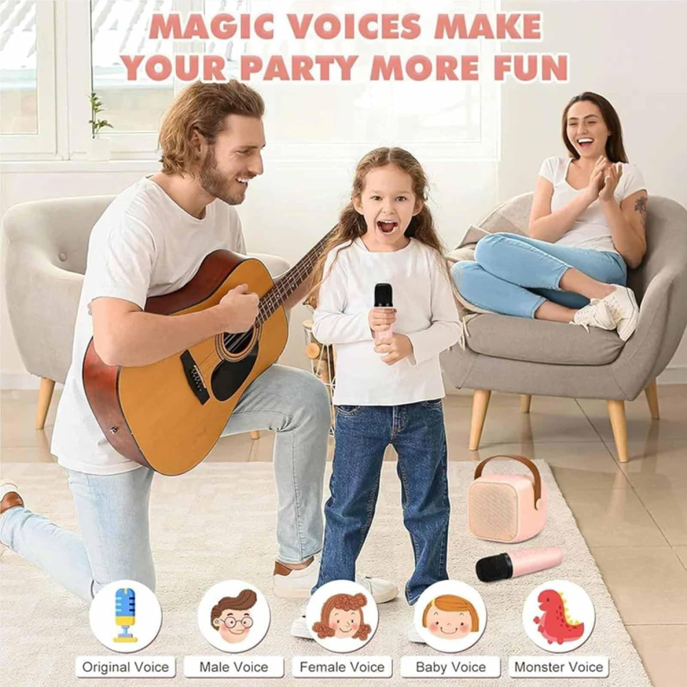 Мини караоке Bosjct K12 портативная Bluetooth колонка с микрофонами и LED подсветкой