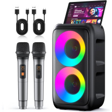 Караоке колонка Peski з 2 бездротовими мікрофонами Bluetooth LED 